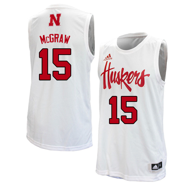 Men #15 Chris McGraw Nebraska Cornhuskers College Basketball Jerseys Sale-White - Click Image to Close